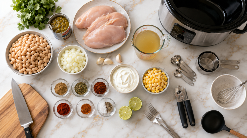 Healthy Crockpot White Chicken Chili Recipe