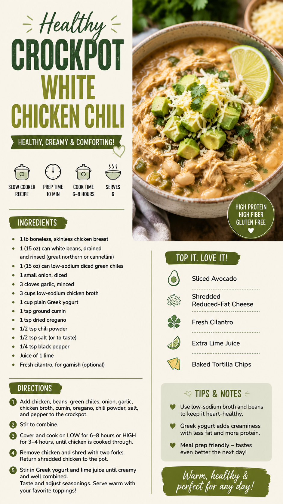 Healthy Crockpot White Chicken Chili Recipe